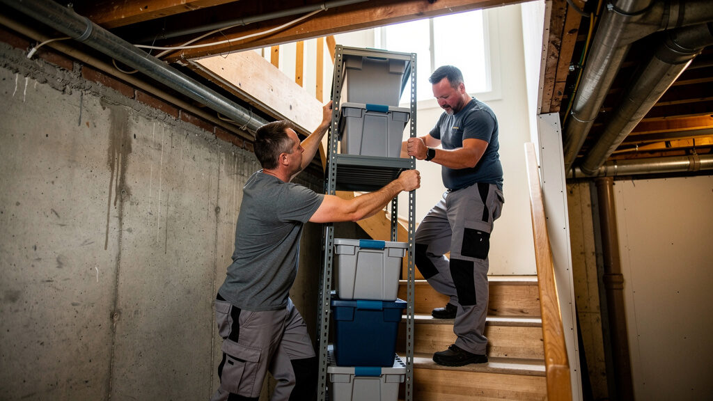 DS Hauling team clearing out a packed Indianapolis basement