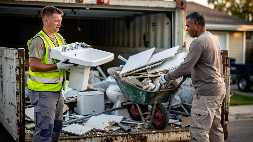 Bathroom being demolished in Indianapolis home