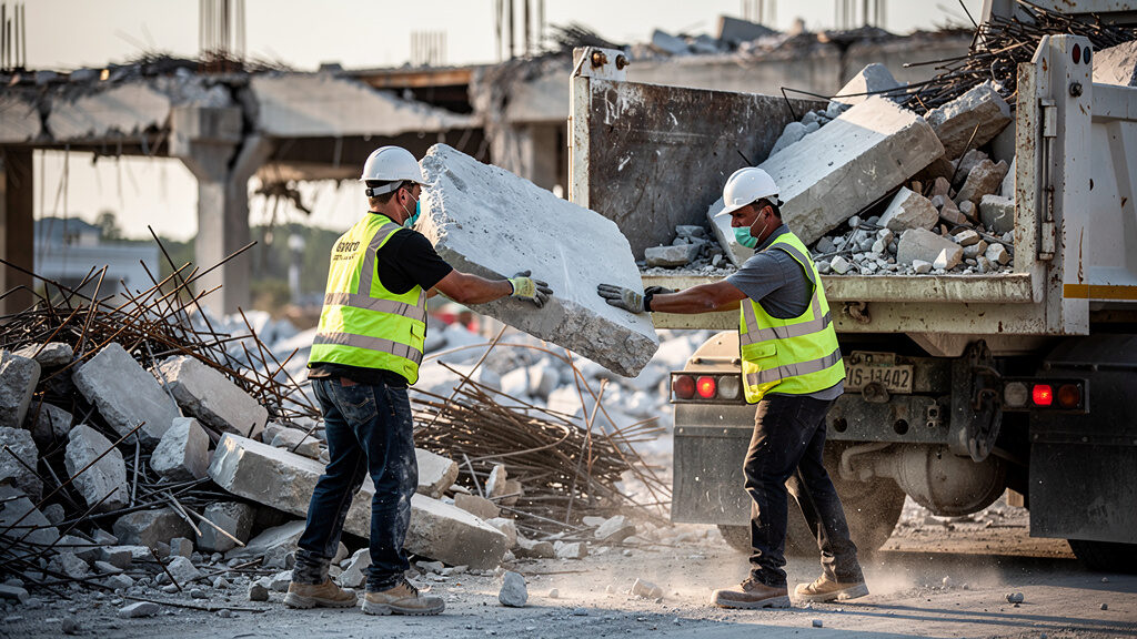 Concrete driveway being broken up for removal in Indianapolis