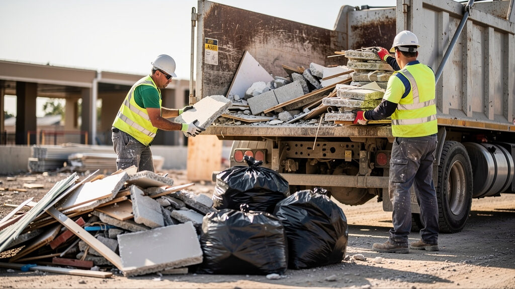 Construction debris being loaded from Indianapolis renovation site