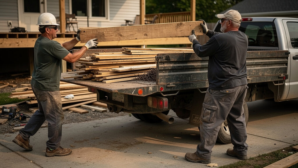Large deck being systematically dismantled in Indianapolis