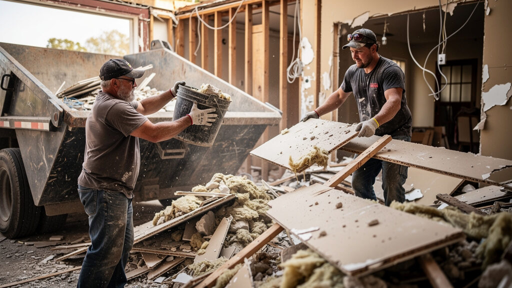 Interior room being demolished in Indianapolis home
