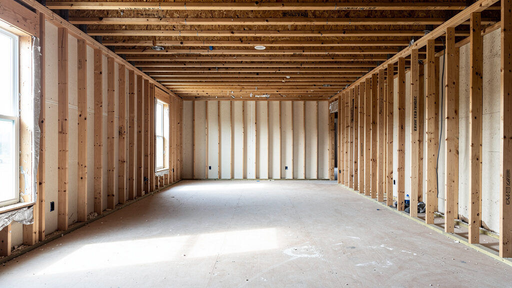 Debris from interior demolition project being loaded into truck