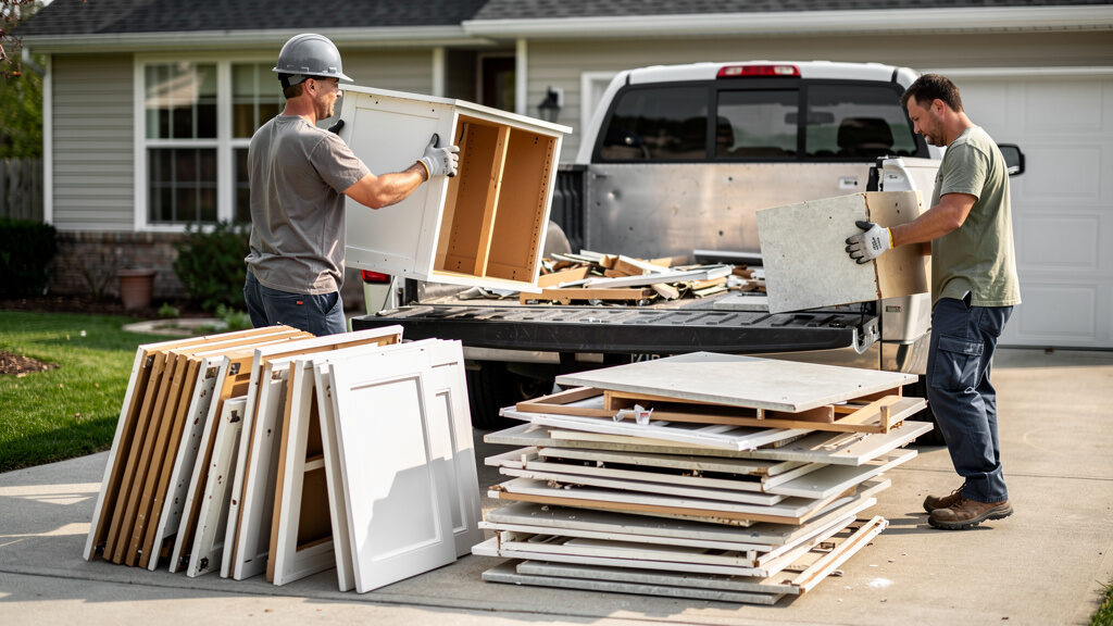 Kitchen cabinets and countertops being removed in Indianapolis