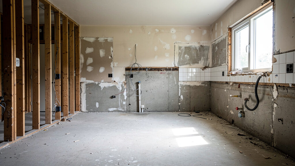 Appliances and kitchen debris ready for hauling