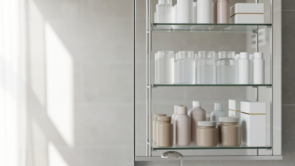 An organized collection of medication bottles ready for safe disposal