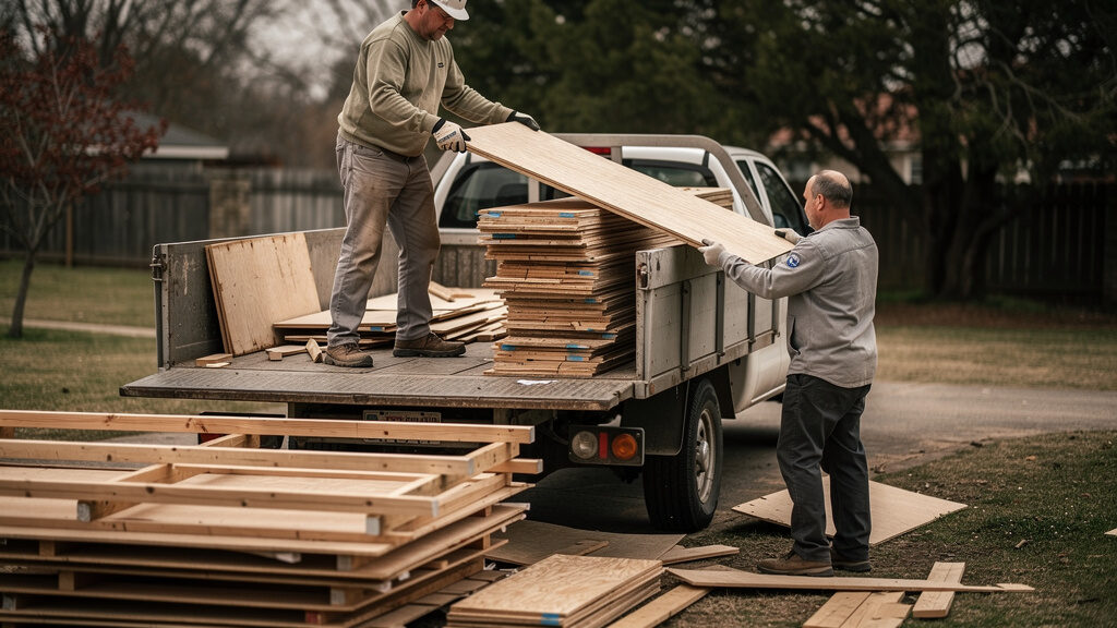 Wooden shed being dismantled in Indianapolis backyard